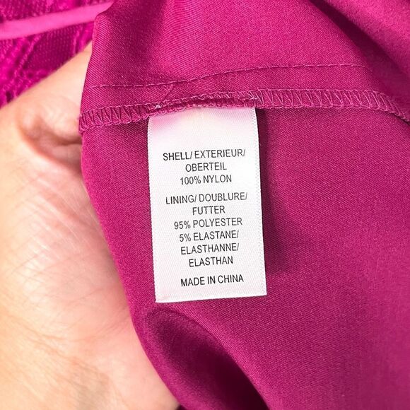 Adrianna Papell Dress Women’s 6 Lace Magenta Purple Short Sleeve Sheath - Picture 4 of 6